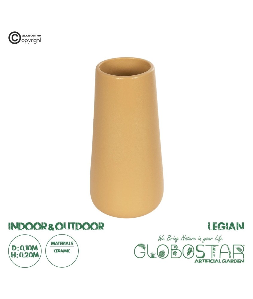 GloboStar® Artificial Garden LEGIAN 21268 Διακοσμητικό Κεραμικό Βάζo Πορτοκαλι Π10 x Μ10 x Υ20cm